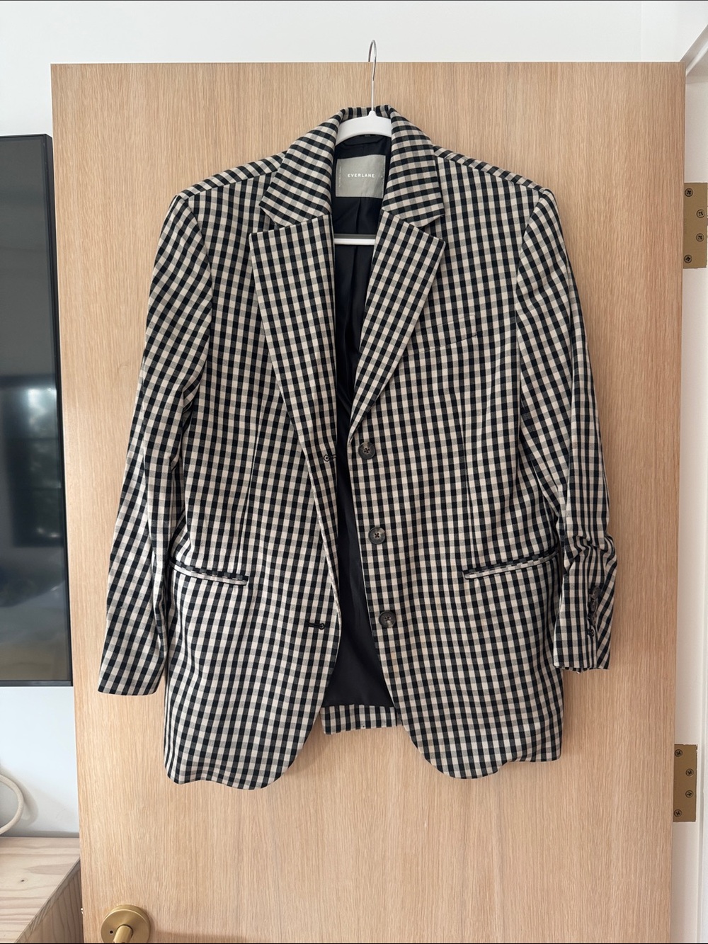 Everlane Black & White Gingham Blazer